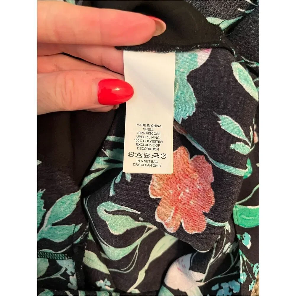 Kate Spade Hummingbird Floral Romper Black Crepe Tassel XS